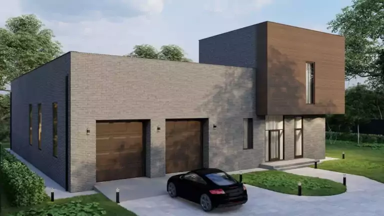 Типовой проект MDP-012 двухэтажного дома с двумя гаражами - фото 1