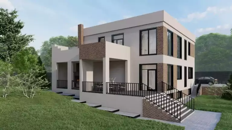 Типовой проект MDP-035 двухэтажного дома с верандой - фото 1